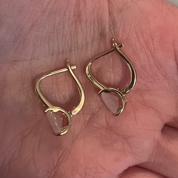 Pink Rose Gold Quartz Drop Earrings - Picture 5 of 7